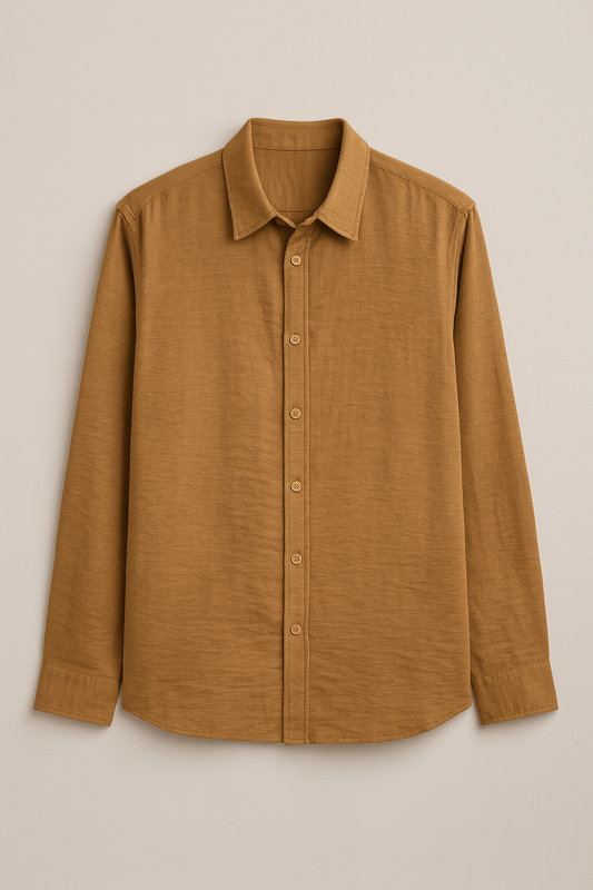 Camel Brown Textured Shirt - Number3Clothing