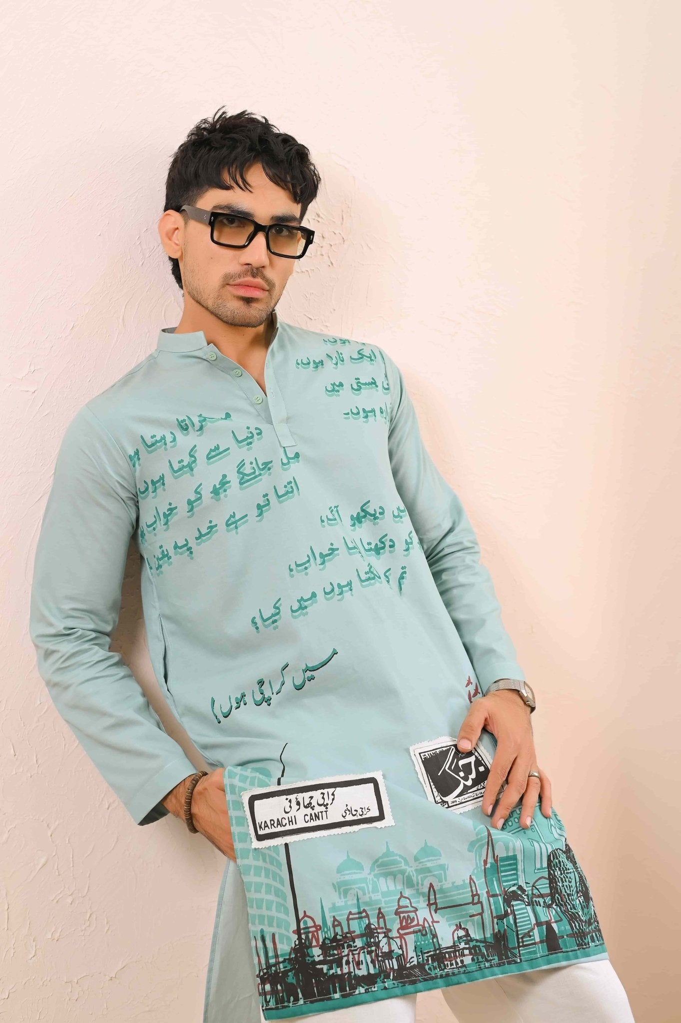 Mai Karachi Hun! - Green Kurta - Number3Clothing Mai Karachi Hun! - Green Kurta - Number3Clothing