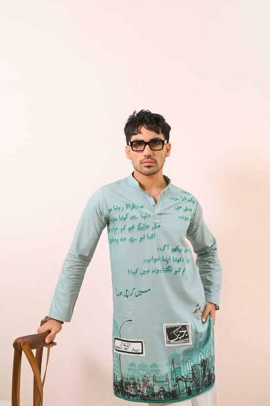 Mai Karachi Hun! - Green Kurta - Number3Clothing