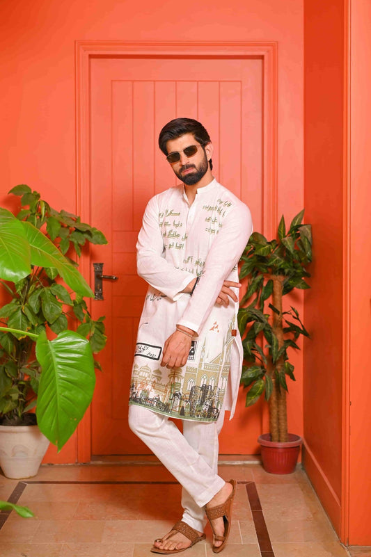 Mai Karachi Hun! - White Kurta Trouser - Number3Clothing