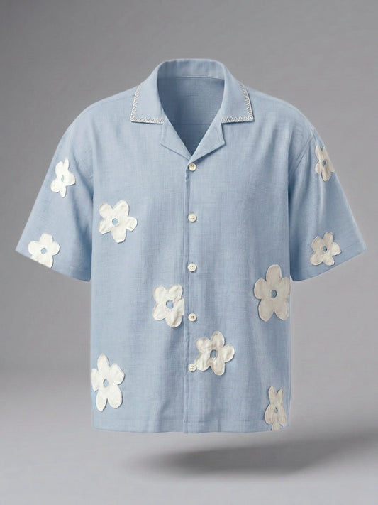 Mist Resort Patch Cuban Shirt - Number3Clothing