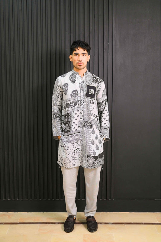 Naqoosh - Smoke Kurta Trouser - Number3Clothing