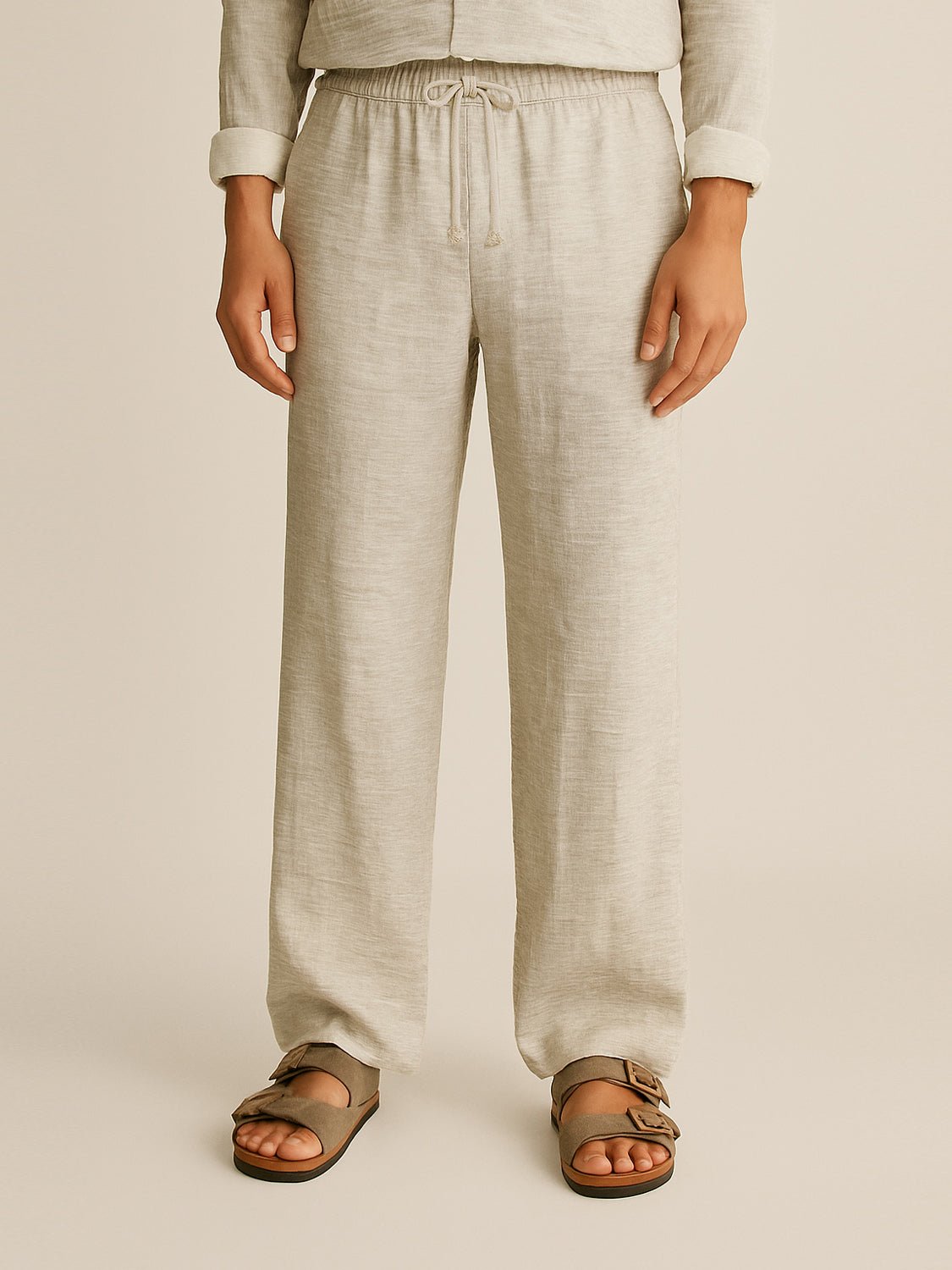 Sand Dune Textured Linen Trousers - Number3Clothing Sand Dune Textured Linen Trousers - Number3Clothing