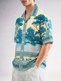 Bleu Jardin Printed Cuban Collar Shirt