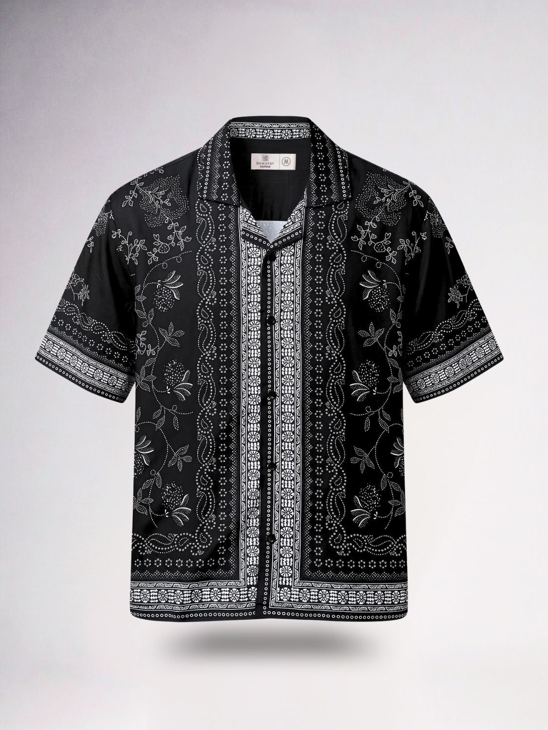 Bandana Print Cuban Collar Shirt