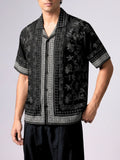 Bandana Print Cuban Collar Shirt