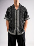 Bandana Print Cuban Collar Shirt
