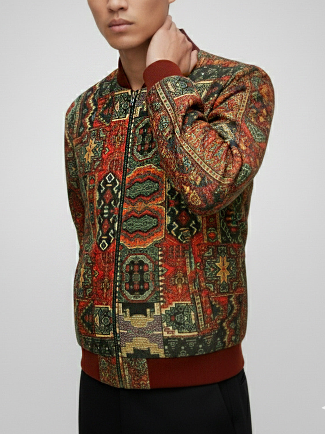 Tapestry Print Bomber Jacket