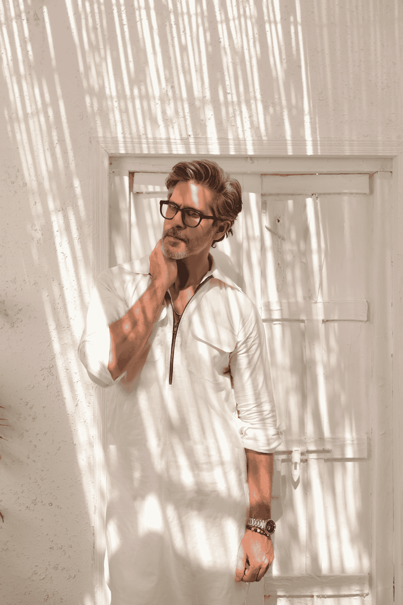 Asfar -Ivory Cuban Kurta Trouser:
