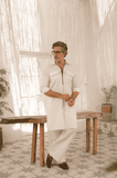Asfar -Ivory Cuban Kurta Trouser: