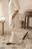 Asfar -Ivory Cuban Kurta Trouser: