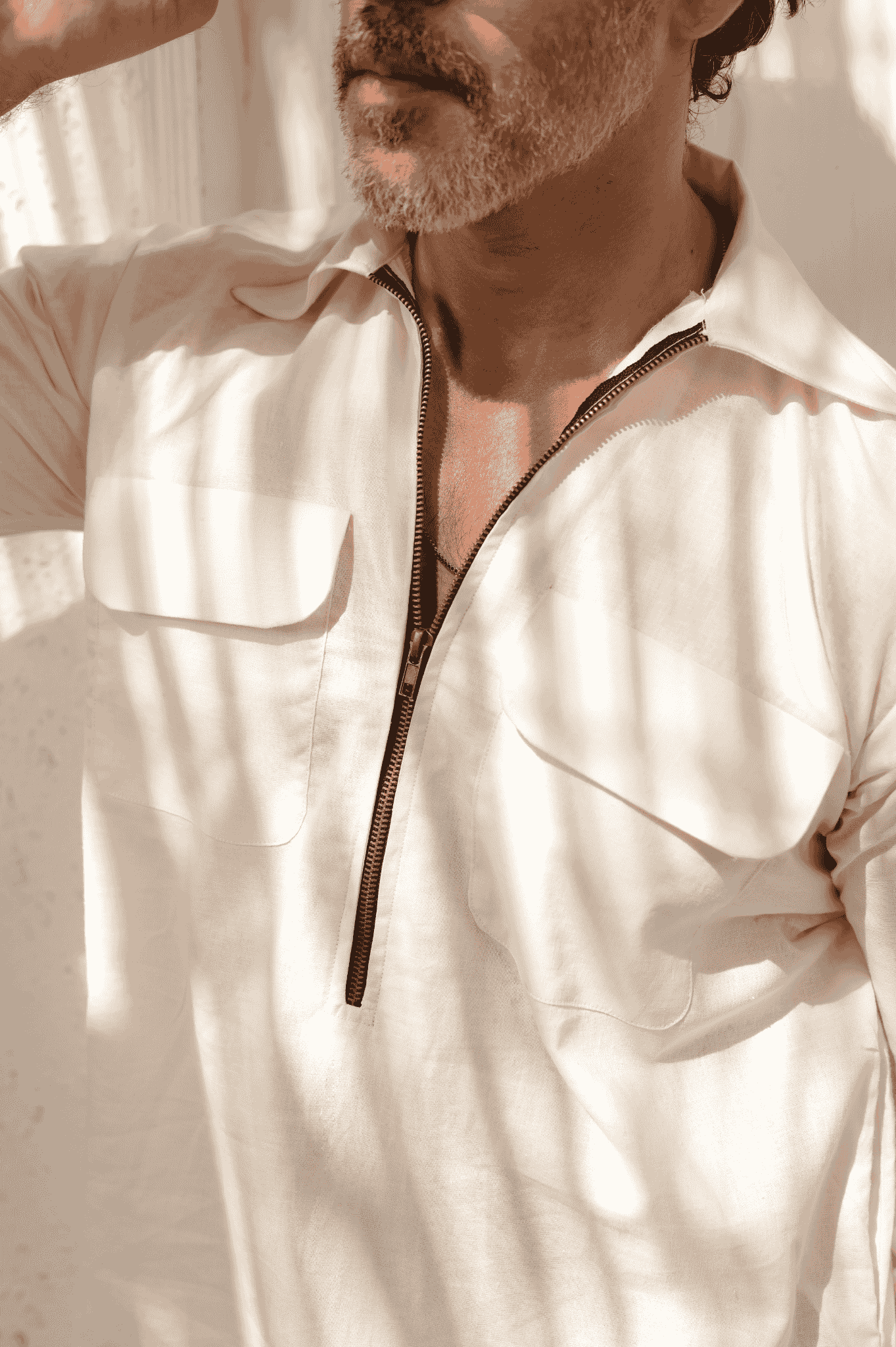 Asfar -Ivory Cuban Kurta Trouser: