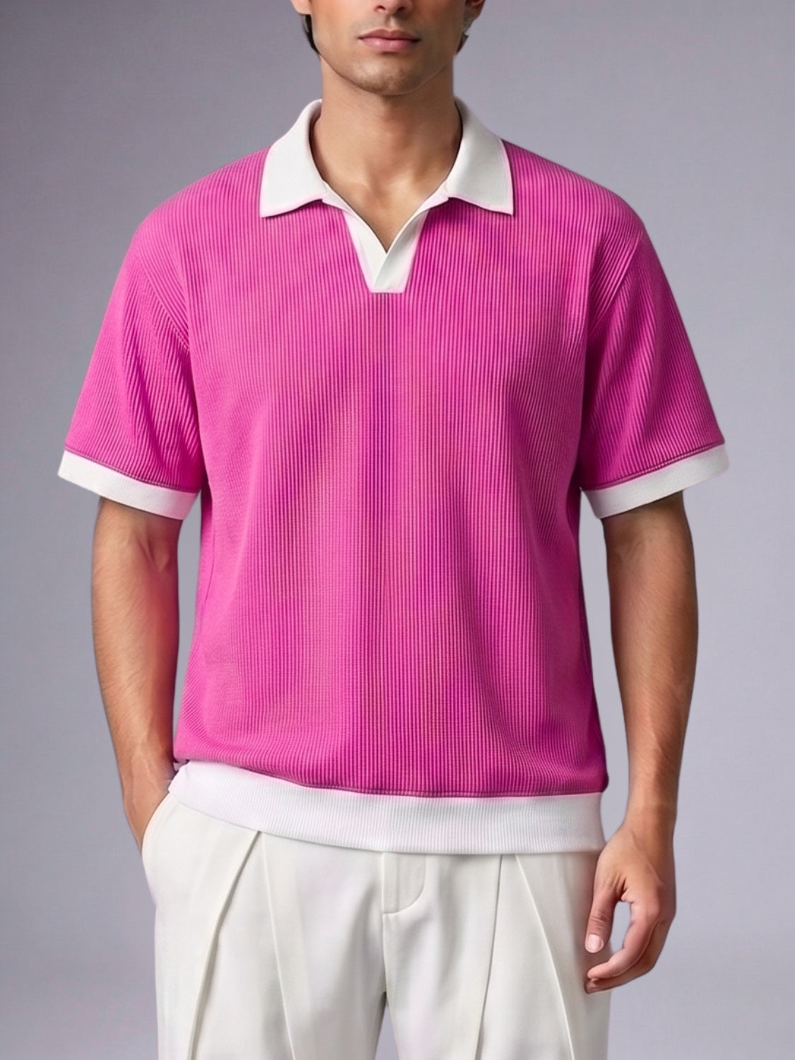 Plum Oxford Rib Knit polo