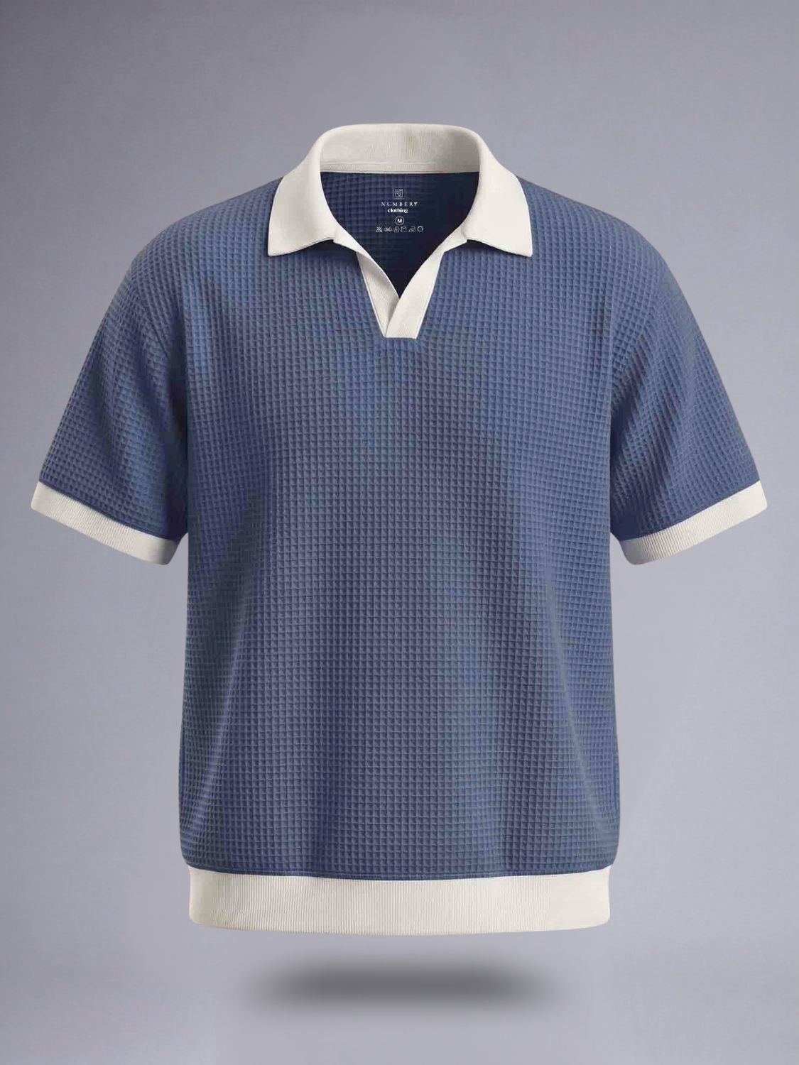 Dusty Blue Oxford Waffle Knit polo