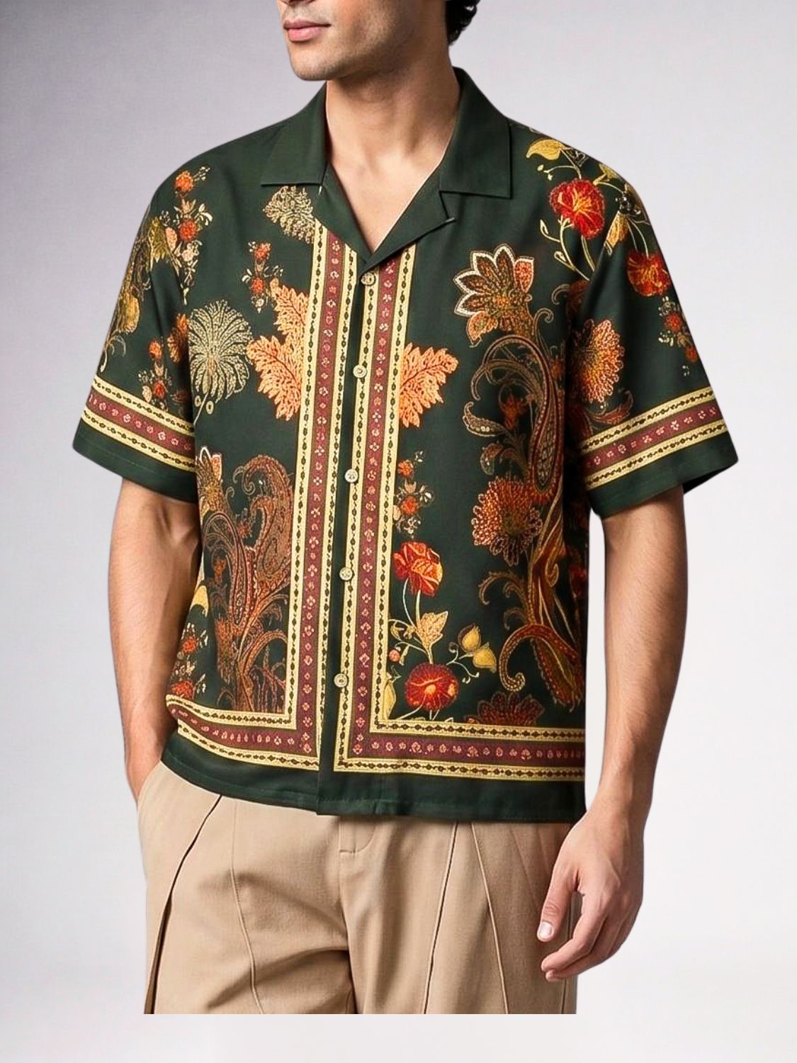 Island Grove Printed Cuban Collar Shirt