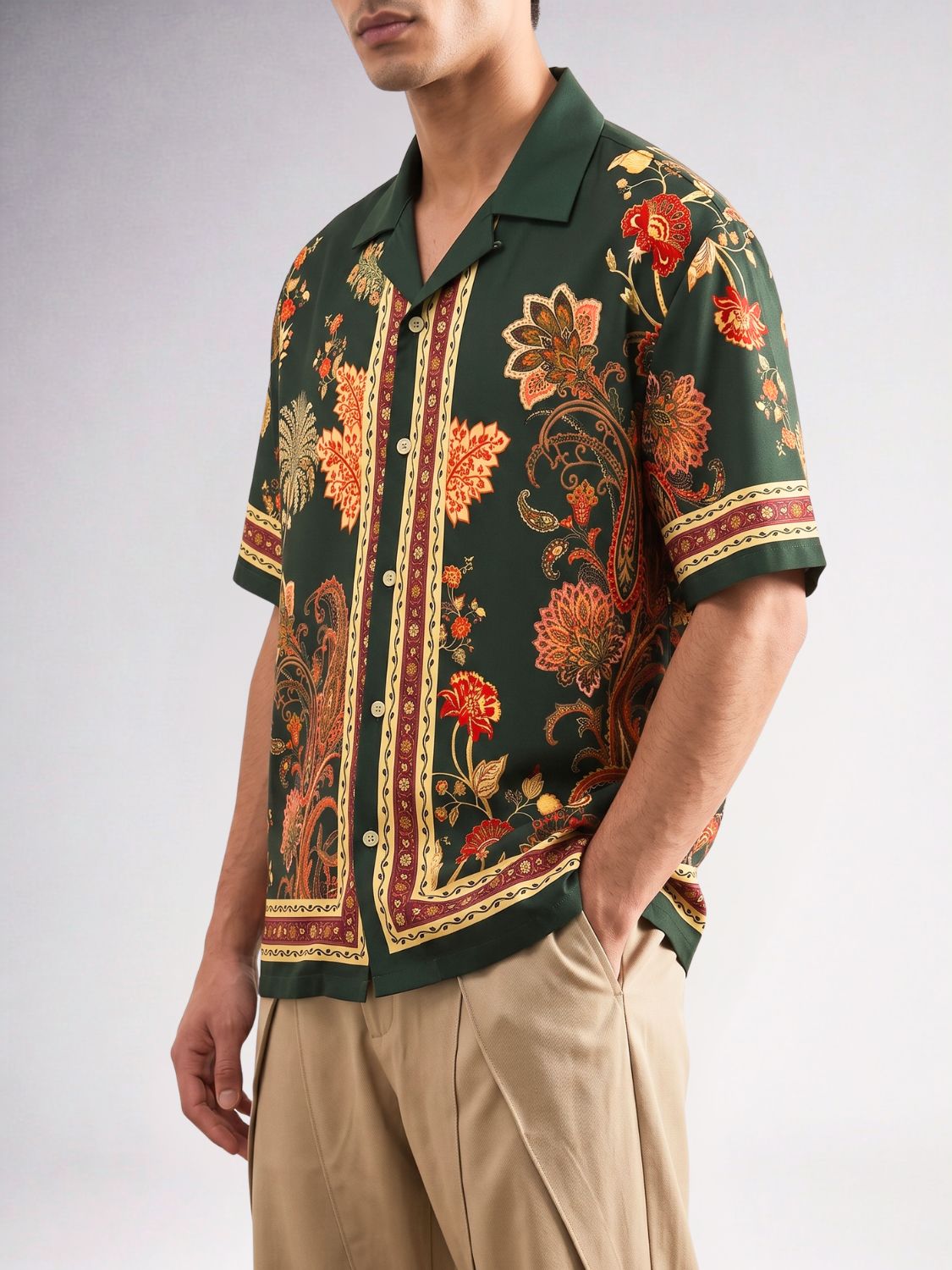 Island Grove Printed Cuban Collar Shirt