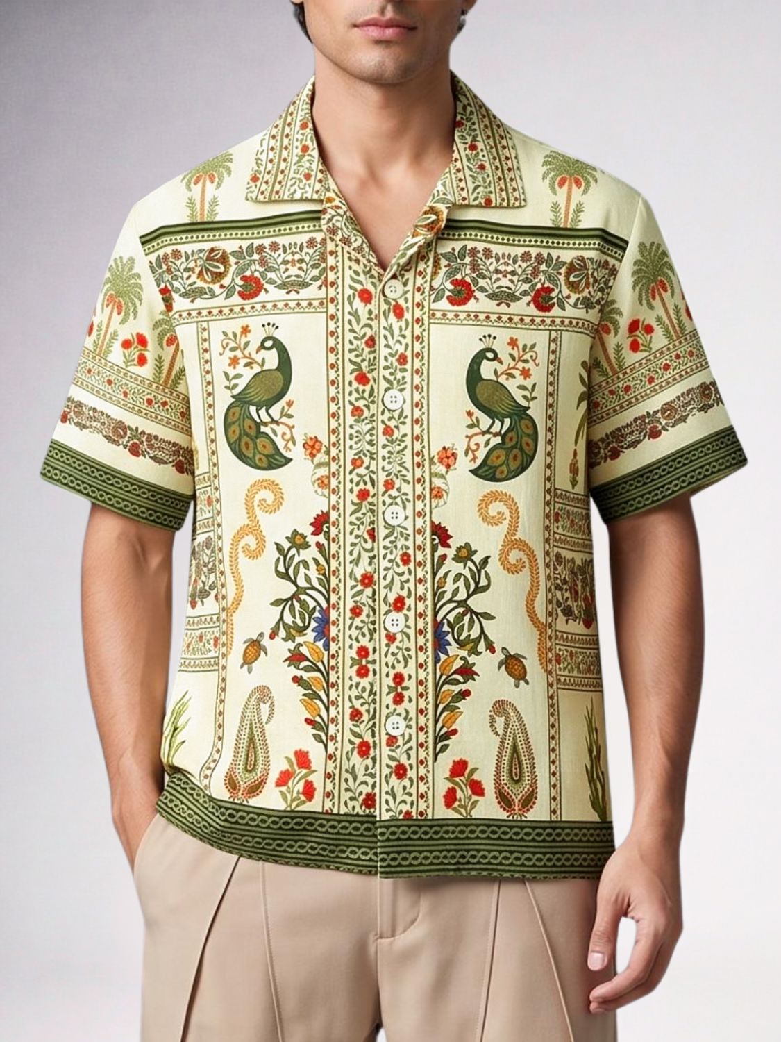 Garden Affair Printed Cuban Collar Shirt