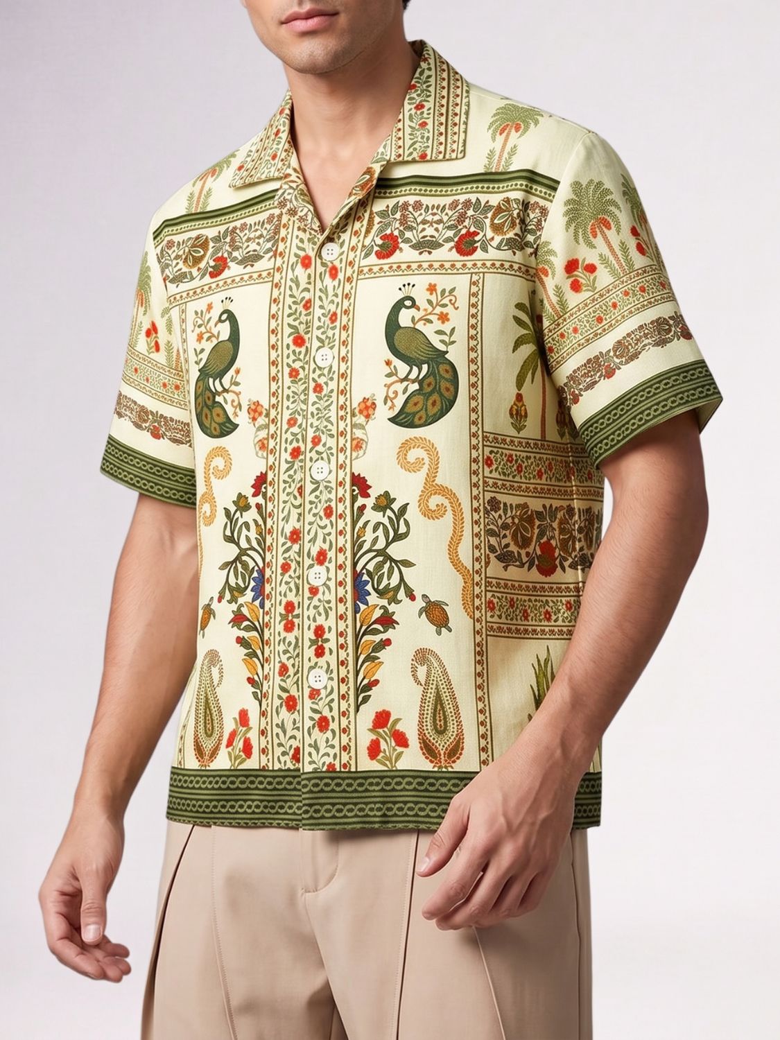 Garden Affair Printed Cuban Collar Shirt