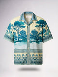 Bleu Jardin Printed Cuban Collar Shirt