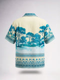 Bleu Jardin Printed Cuban Collar Shirt