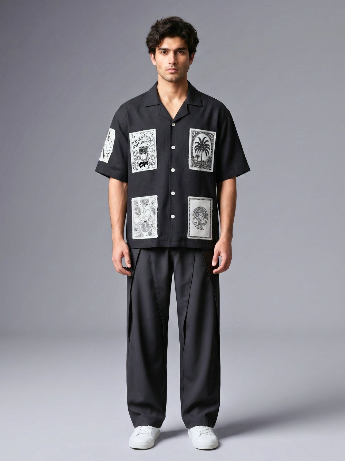 Black Checkmate Cuban Shirt