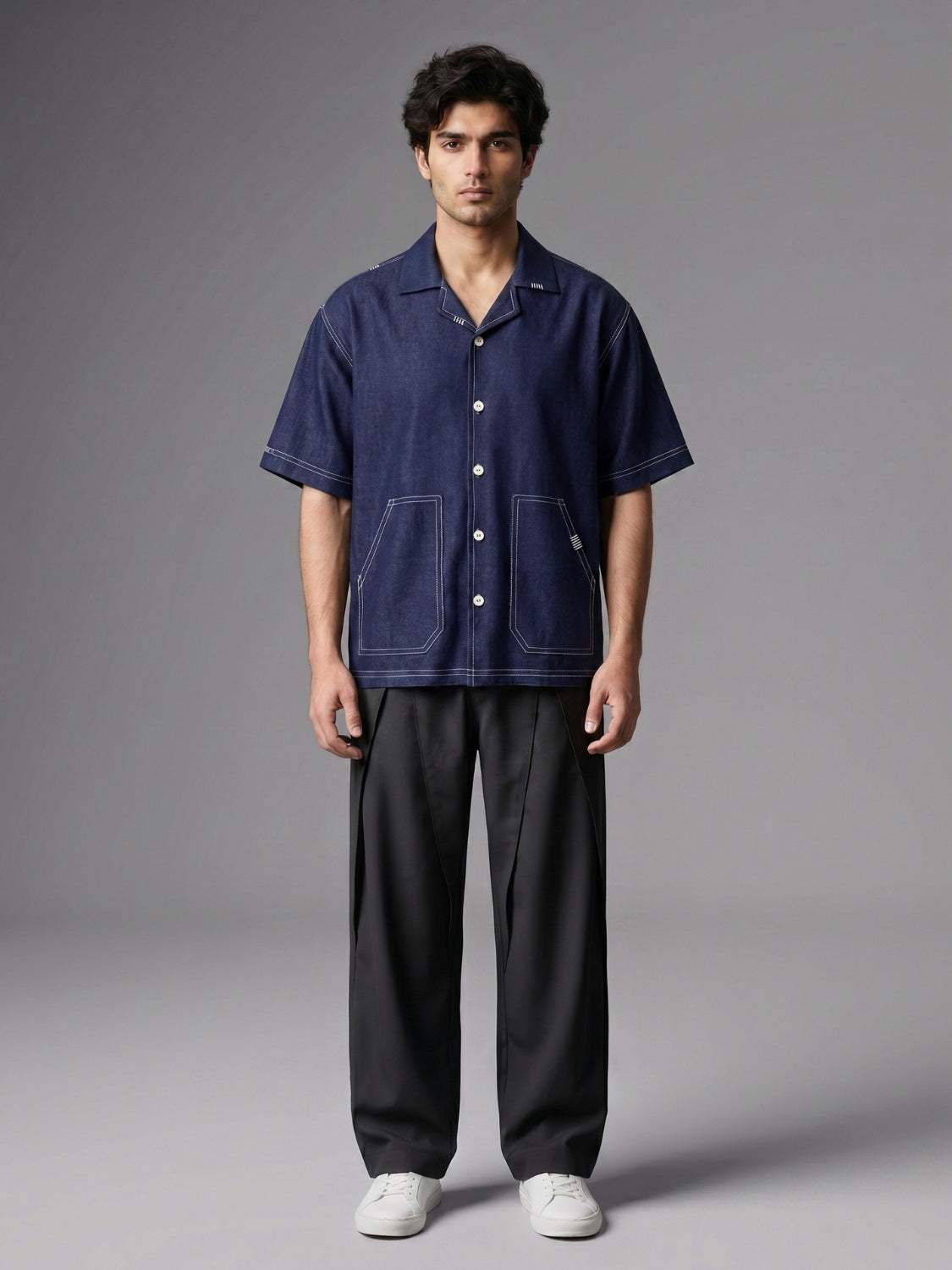 Denim Threadplay Cuban Shirt