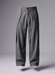 Gray Pleated Wide-Leg Trouser Pant