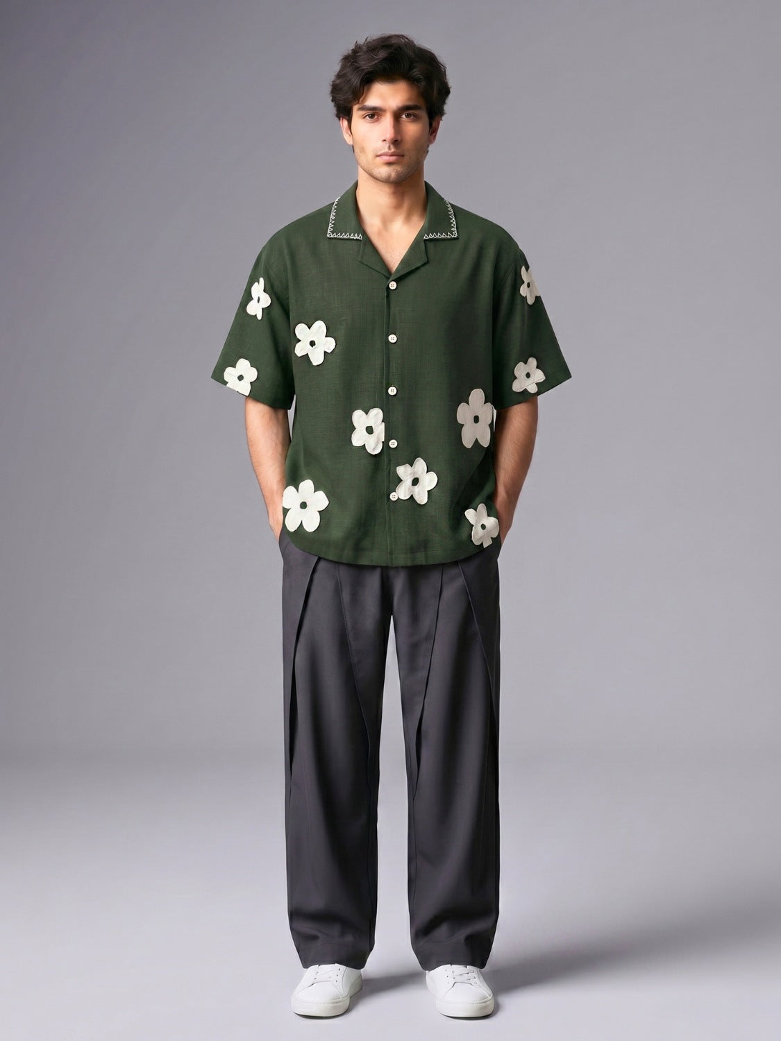 Jade Resort Patch Cuban Shirt