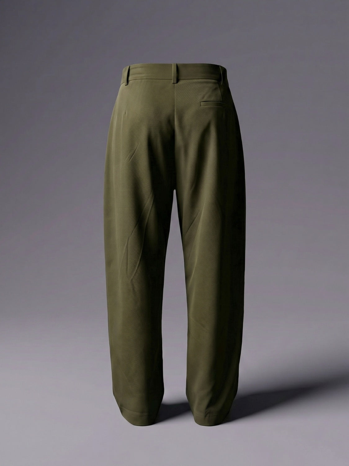 Olive Pleated Wide-Leg Trouser Pant