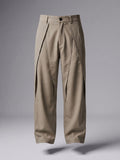 Taupe Pleated Wide-Leg Trouser Pant