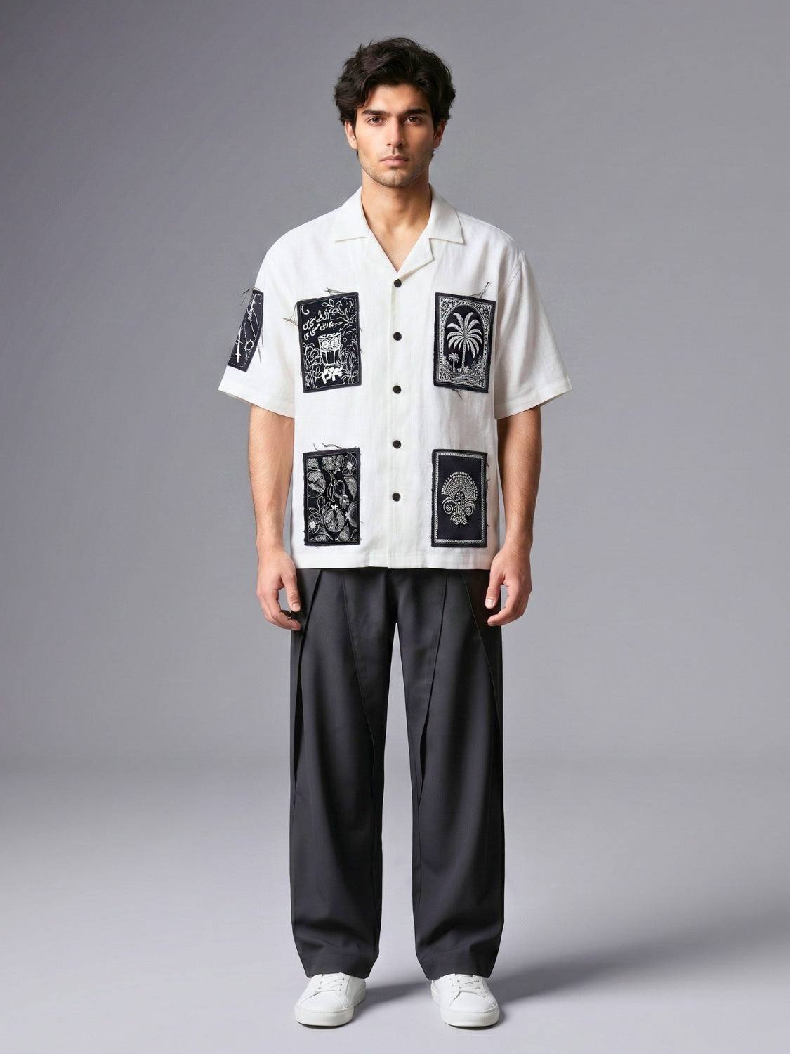 White Checkmate Cuban Shirt