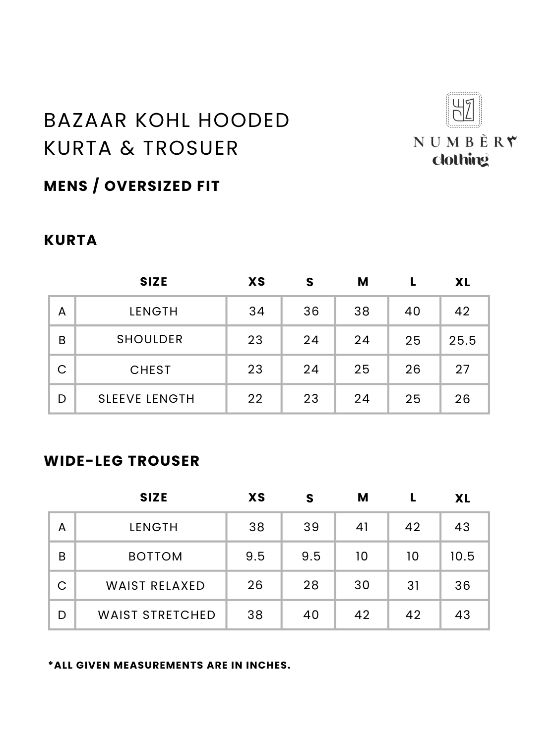 Bazaar Kohl Oversized Hooded Kurta Trouser - Number3Clothing