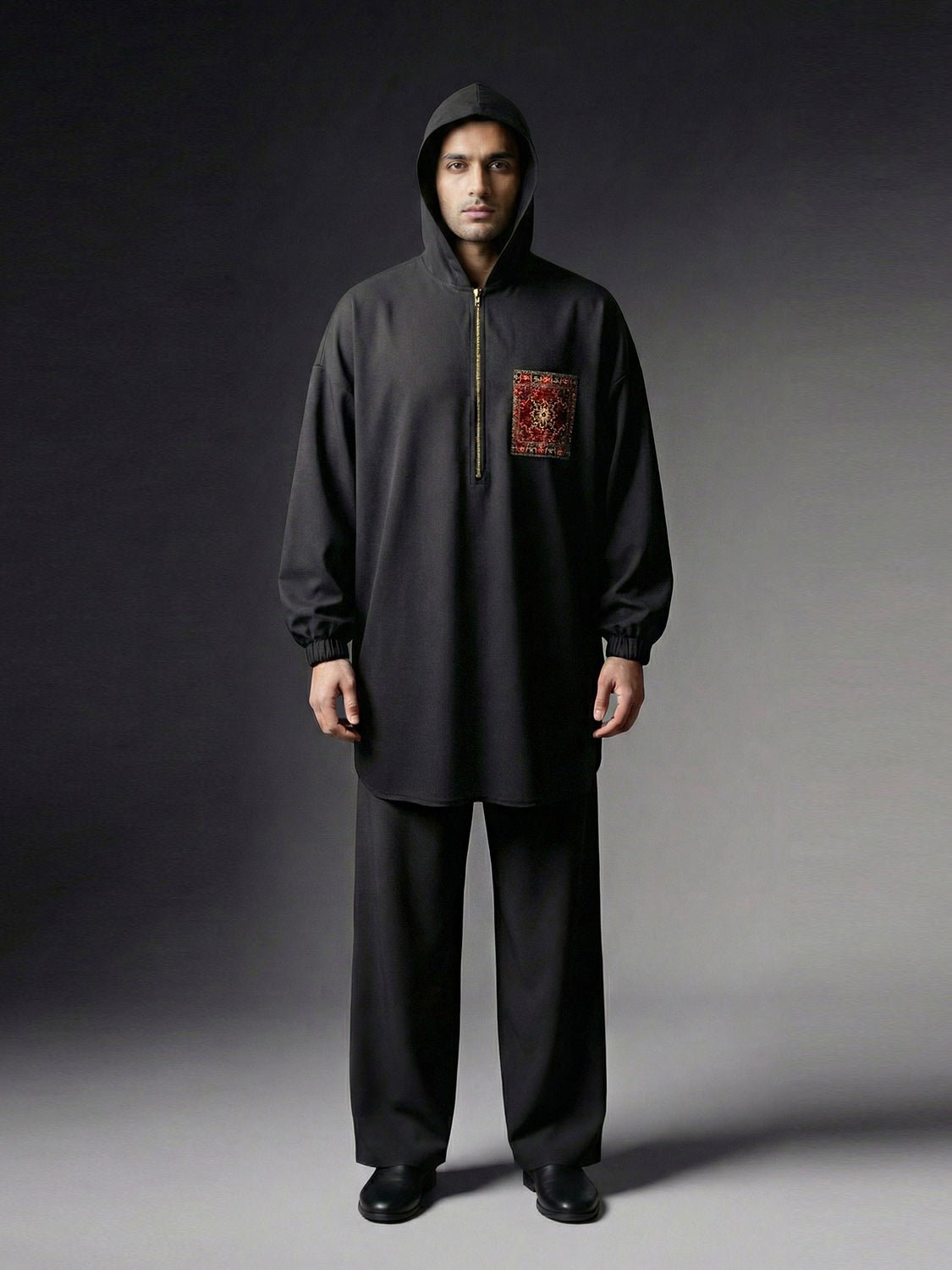 Bazaar Kohl Oversized Hooded Kurta Trouser - Number3Clothing