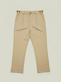 Beige Adjustable Pleated Pant - Number3Clothing