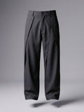 Black Pleated Wide - Leg Trouser Pant - Number3Clothing