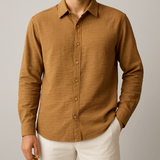 Camel Brown Textured Shirt - Number3Clothing