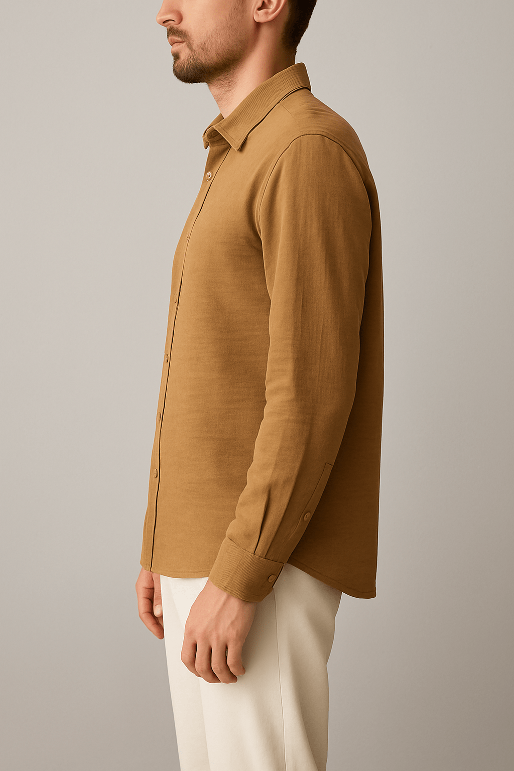 Camel Brown Textured Shirt - Number3Clothing