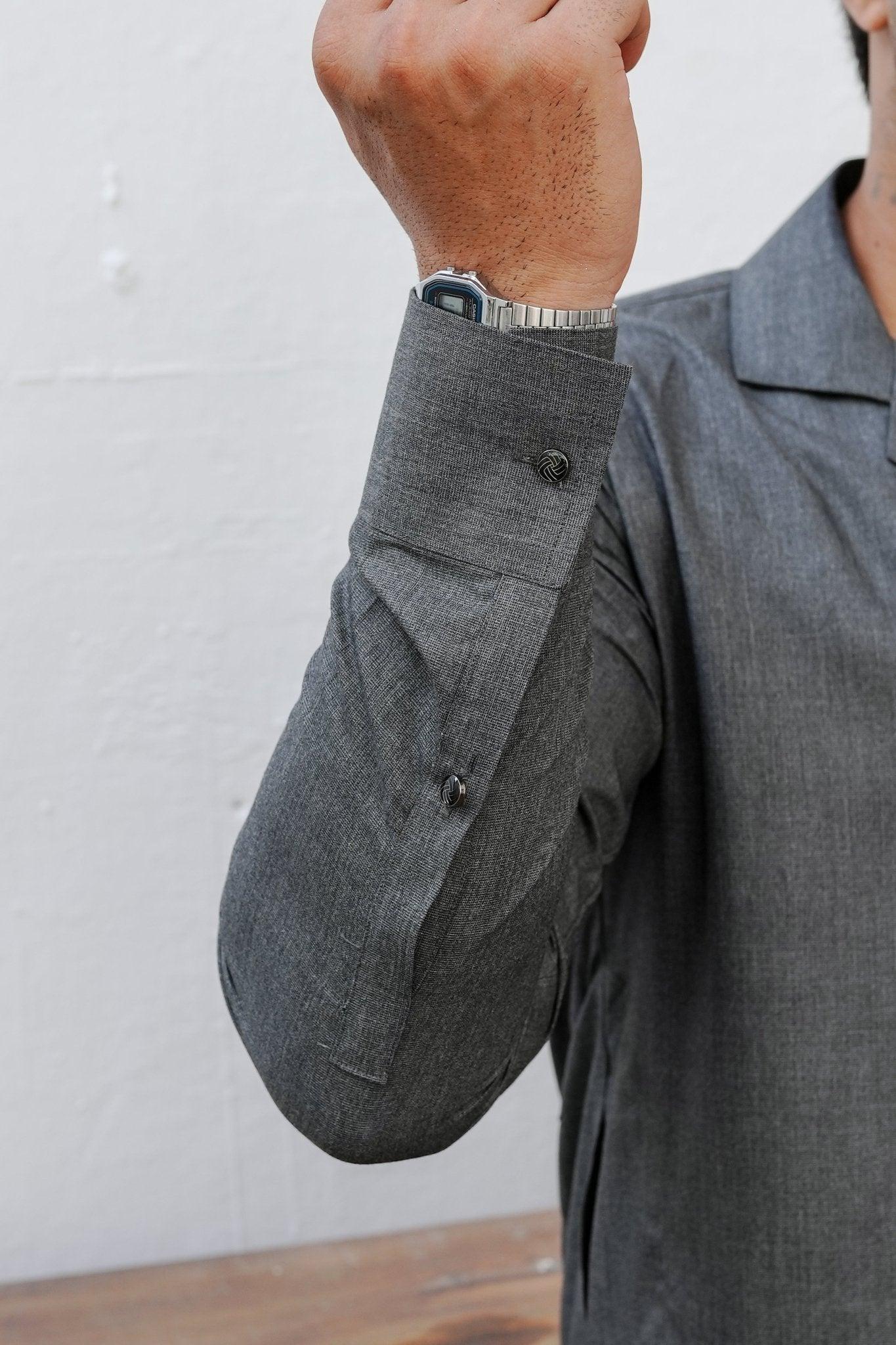 Charcoal Gray Cuban Collar - Number3Clothing