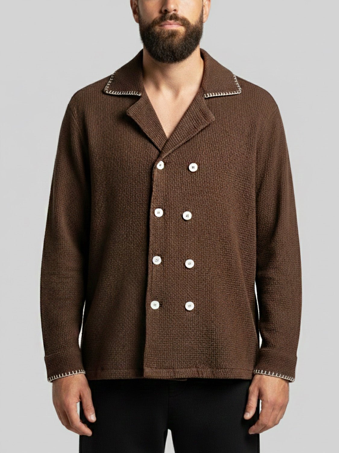Cocoa Waffle Textured Shirt - Number3Clothing