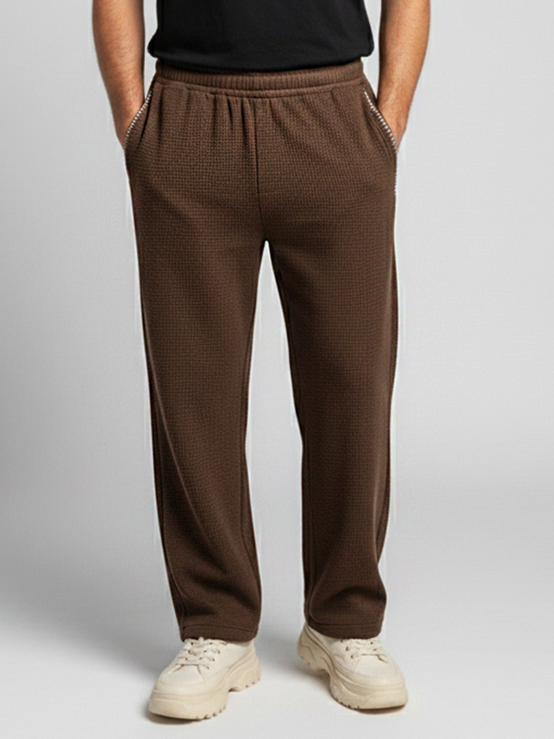 Cocoa Waffle Textured Trouser - Number3Clothing