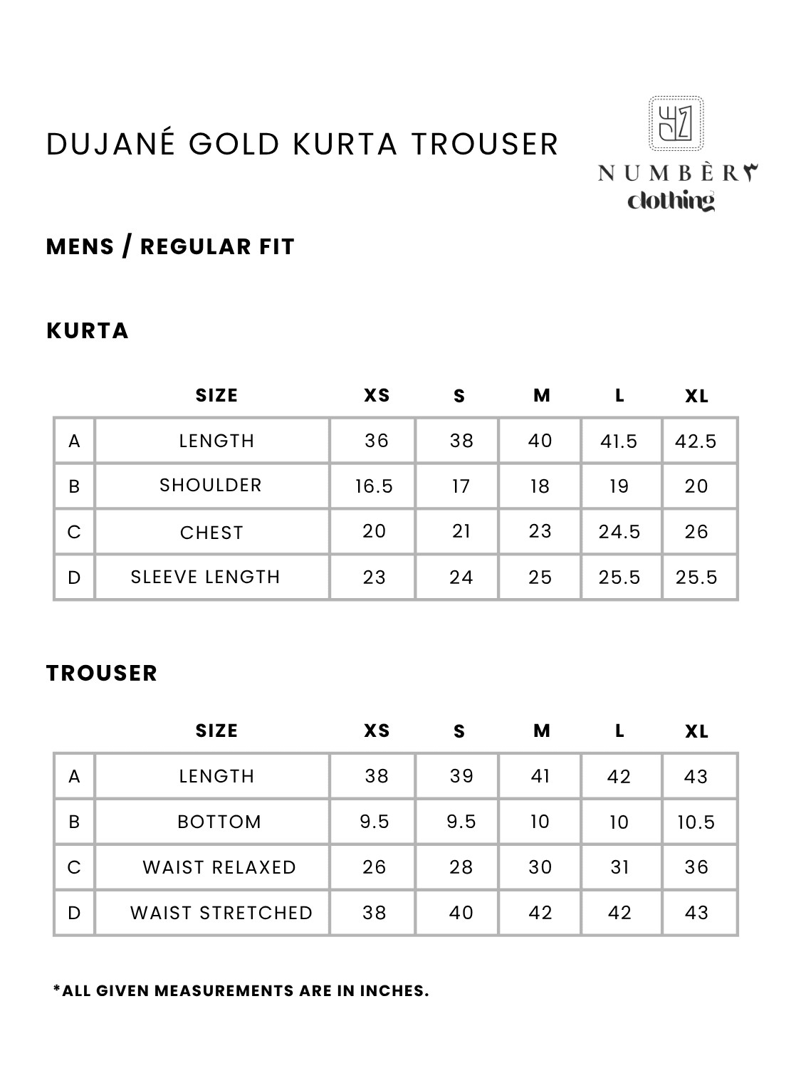 Dujané Gold Kurta Trouser - Number3Clothing