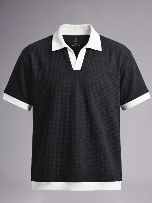 Ebony Oxford Waffle Knit Polo - Number3Clothing