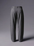 Gray Pleated Wide-Leg Trouser Pant - Number3Clothing