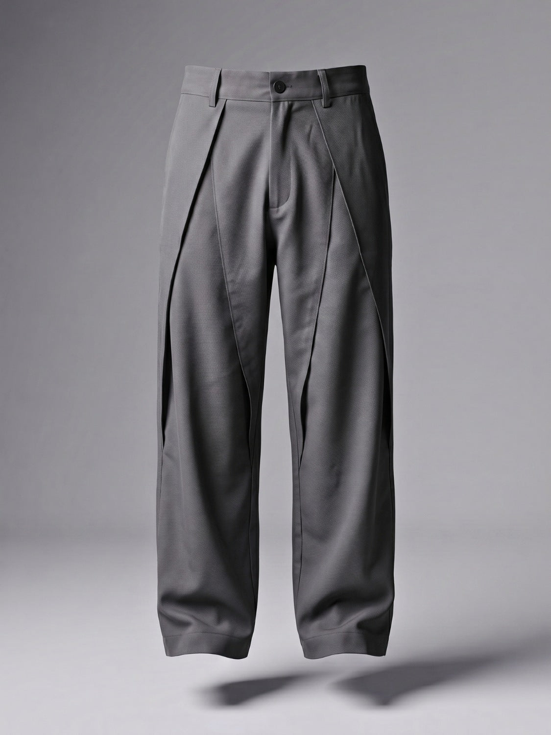 Gray Pleated Wide-Leg Trouser Pant - Number3Clothing