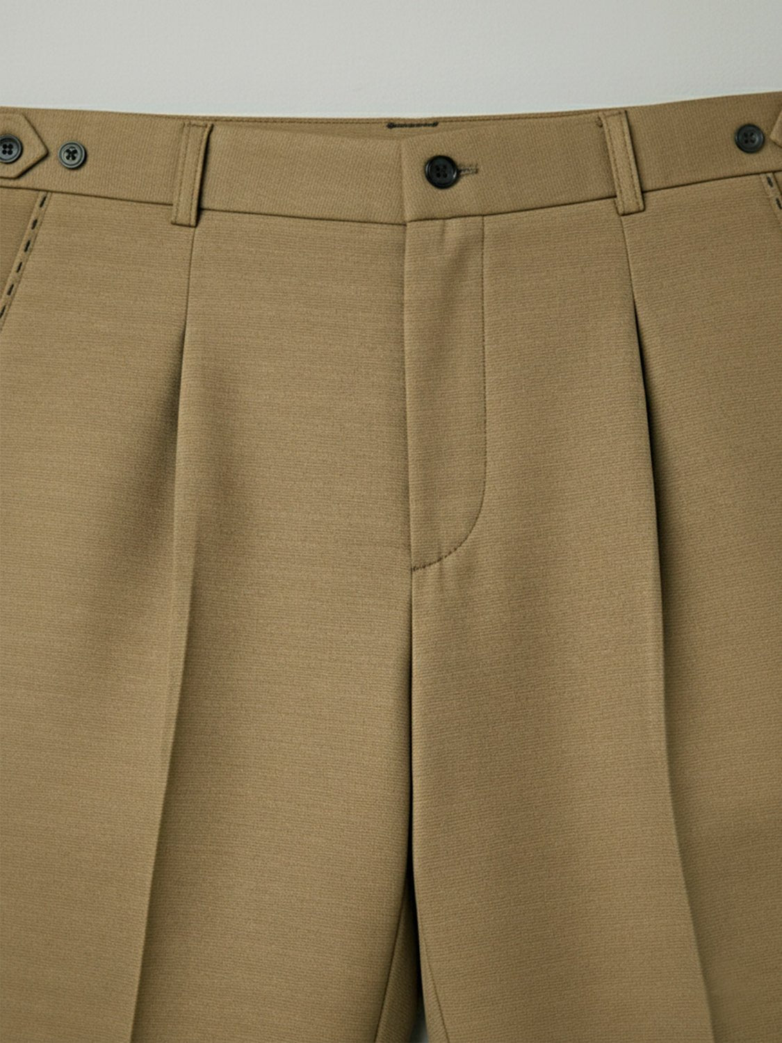 Khaki Adjustable Pleated Pant - Number3Clothing