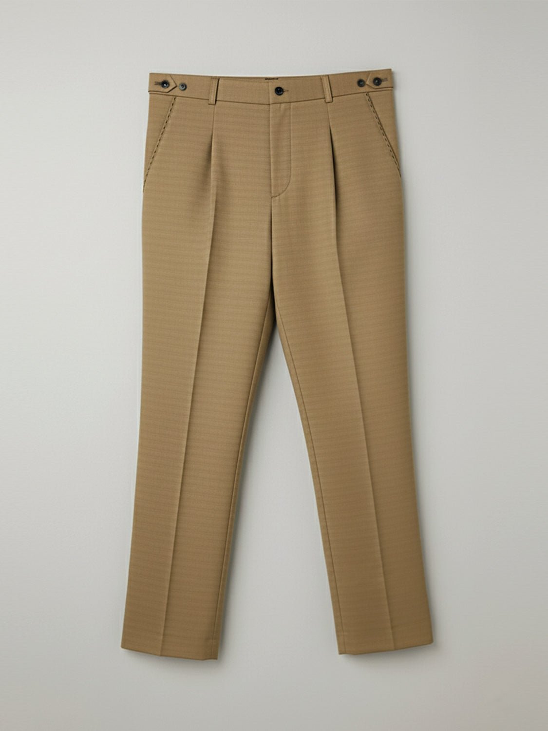 Khaki Adjustable Pleated Pant - Number3Clothing