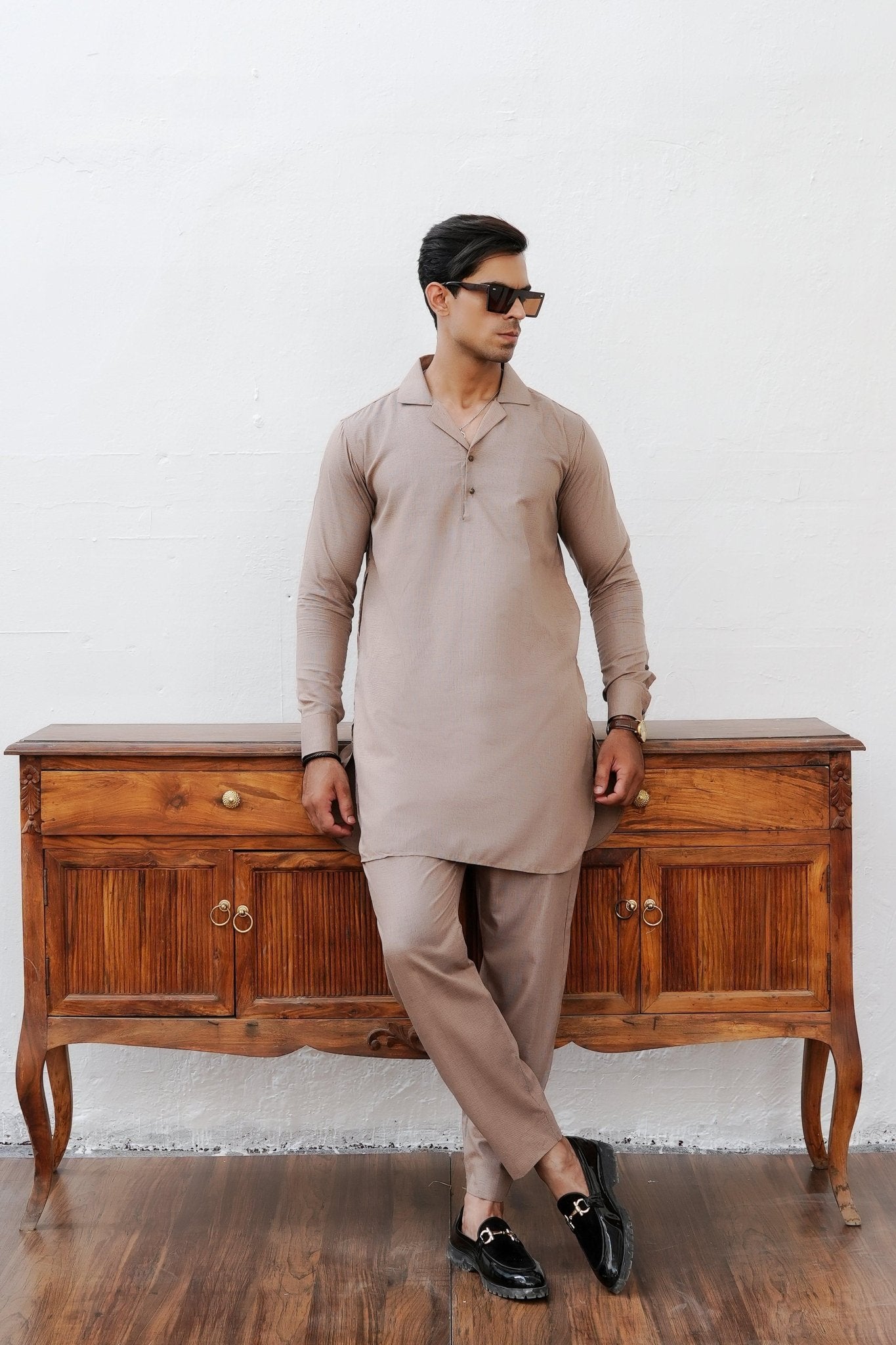 Khaki Brown Cuban Collar - Number3Clothing