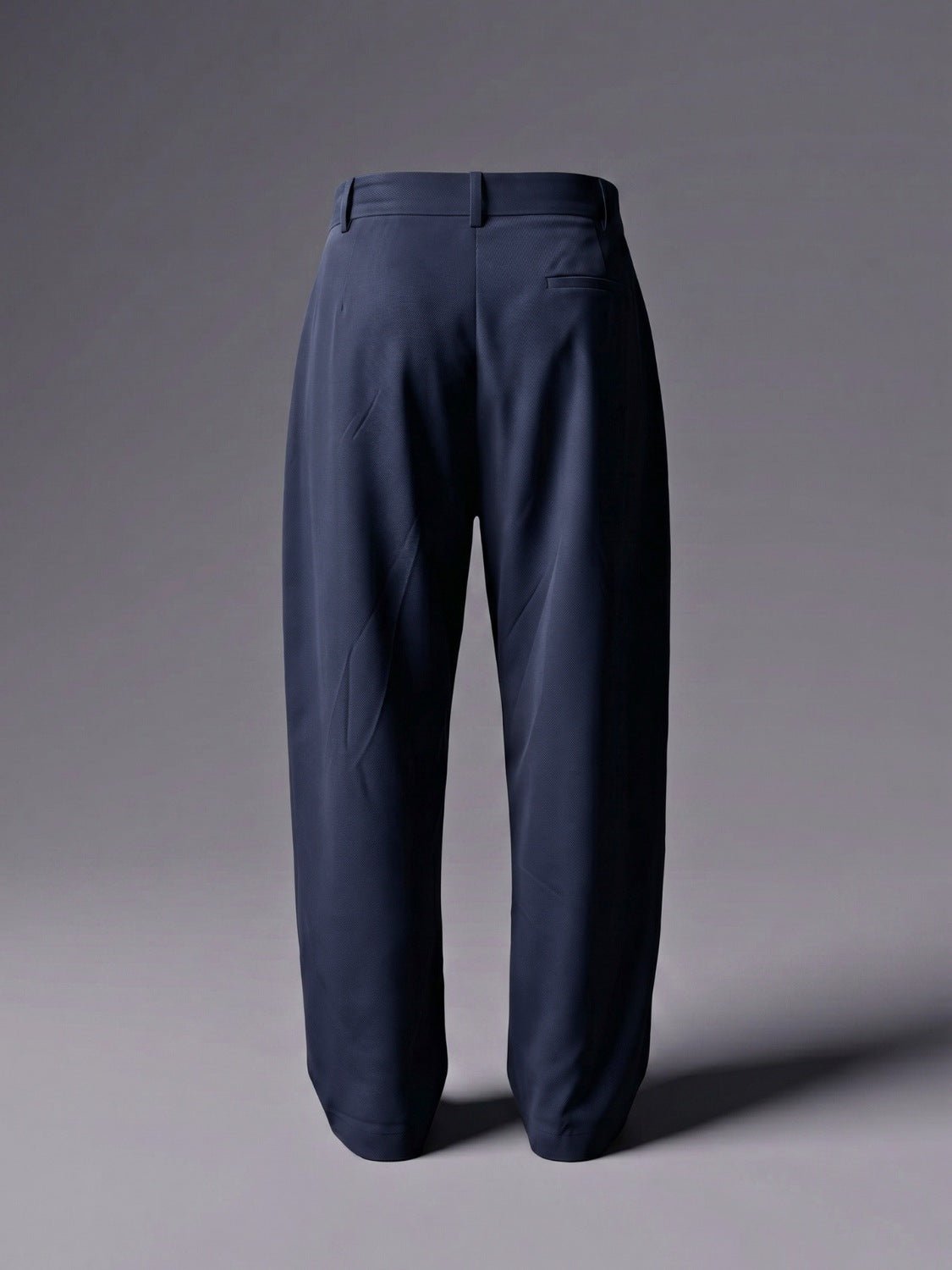 Men Navy Blue Pleated Wide Leg Trouser Cotton Twill Fabric & Pocket Detail - Number 3