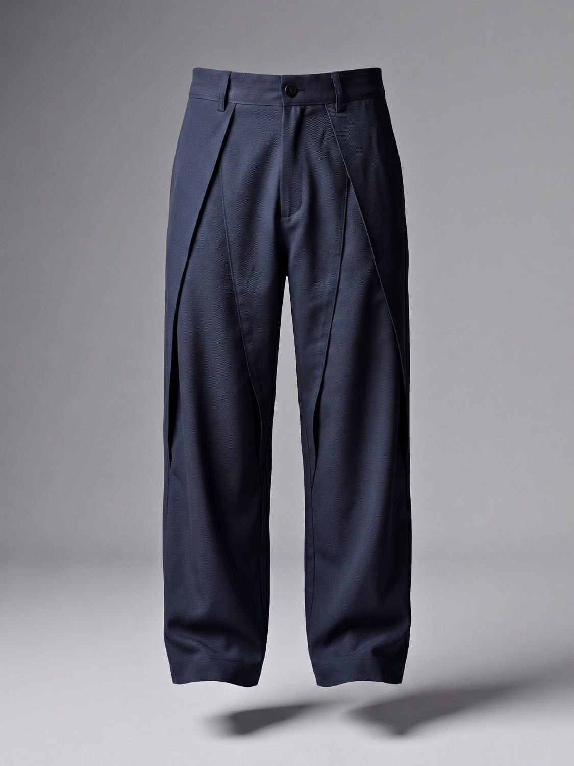 Navy Pleated Wide-Leg Trouser Pant for Men - Front View - Number 3