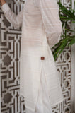 Nazm - Textured White Cuban Kurta Trouser - Number3Clothing